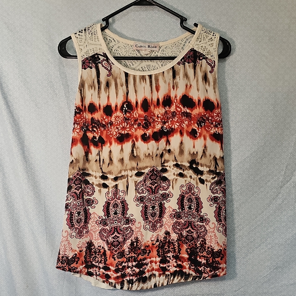 Carol Rose Women's Red and Purple Patterned Tank Top